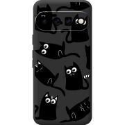Прозорий чохол BoxFace Google Pixel 11 с 3D-глазками Black Kitty