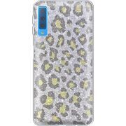 Чехол с блёстками Samsung A750 Galaxy A7 2018 Леопард
