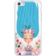 Прозрачный чехол Uprint Apple iPhone 5С Blue Hair