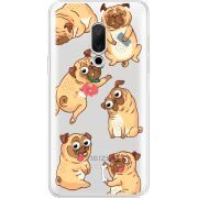 Прозрачный чехол Uprint Meizu 15 с 3D-глазками Pug