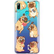 Прозрачный чехол Uprint Huawei P Smart 2019 с 3D-глазками Pug
