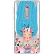 Прозрачный чехол Uprint Nokia 5 Blue Hair