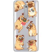Прозрачный чехол Uprint Nokia 5 с 3D-глазками Pug
