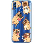 Прозрачный чехол Uprint Honor 10 Lite с 3D-глазками Pug