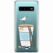 Прозрачный чехол Uprint Samsung G973 Galaxy S10 Segull in Cofee Pool