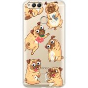 Прозрачный чехол Uprint Honor 7x с 3D-глазками Pug