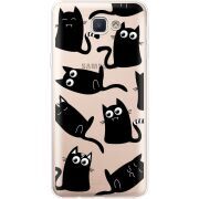 Прозрачный чехол Uprint Samsung J5 Prime G570F с 3D-глазками Black Kitty