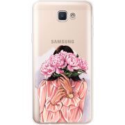 Прозрачный чехол Uprint Samsung J5 Prime G570F Девушка с Пионами