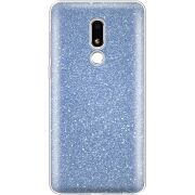 Чехол с блёстками Meizu M8 Lite Голубой