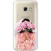 Прозрачный чехол Uprint Samsung A320 Galaxy A3 2017 Девушка с Пионами