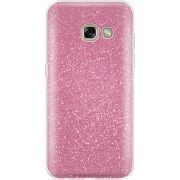 Чехол с блёстками Samsung A320 Galaxy A3 2017 Розовый