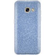 Чехол с блёстками Samsung A320 Galaxy A3 2017 Голубой