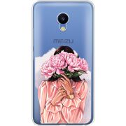 Прозрачный чехол Uprint Meizu M5 Девушка с Пионами