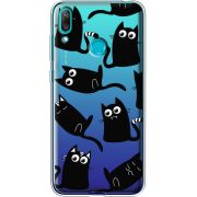 Прозрачный чехол Uprint Huawei Y7 2019 с 3D-глазками Black Kitty