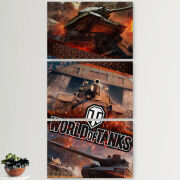Модульные картины горизонтальные  60 на 40 3шт World Of Tanks