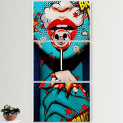 Модульные картины горизонтальные  60 на 40 3шт Girl Pop Art