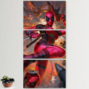 Модульные картины горизонтальные  60 на 40 3шт Woman Deadpool