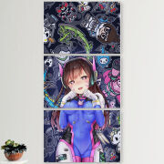 Модульные картины горизонтальные  60 на 40 3шт Overwatch D.VA