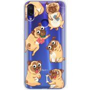 Прозрачный чехол Uprint Xiaomi Redmi Note 7 с 3D-глазками Pug