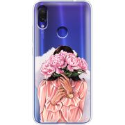Прозрачный чехол Uprint Xiaomi Redmi Note 7 Девушка с Пионами